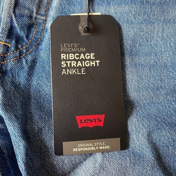 Levi's Ribcage Straight Ankle Jeans Blue 25x27 - Picture 2 of 12